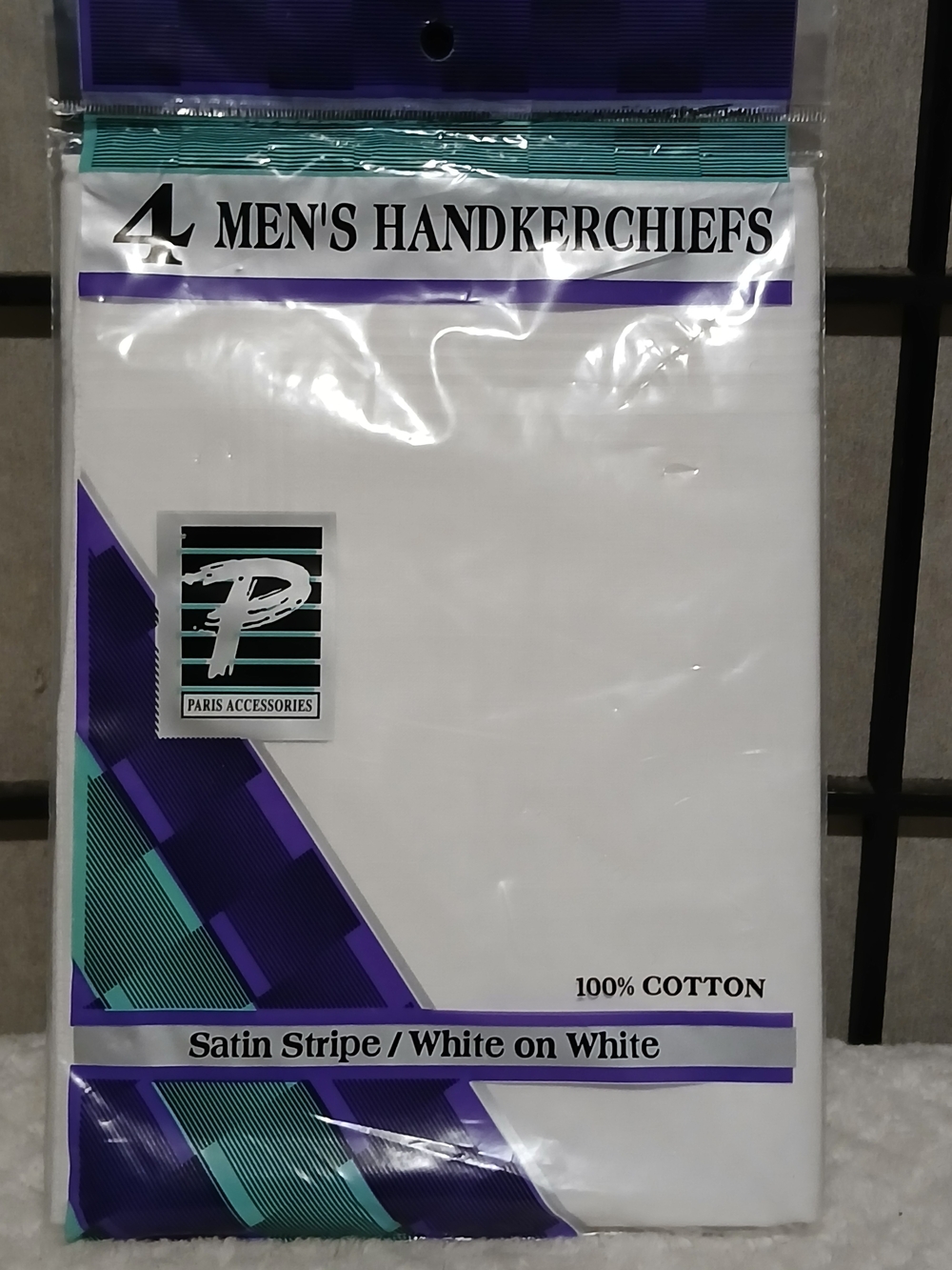 White Satin Stripe Men’s Handkerchiefs - Pack of 4